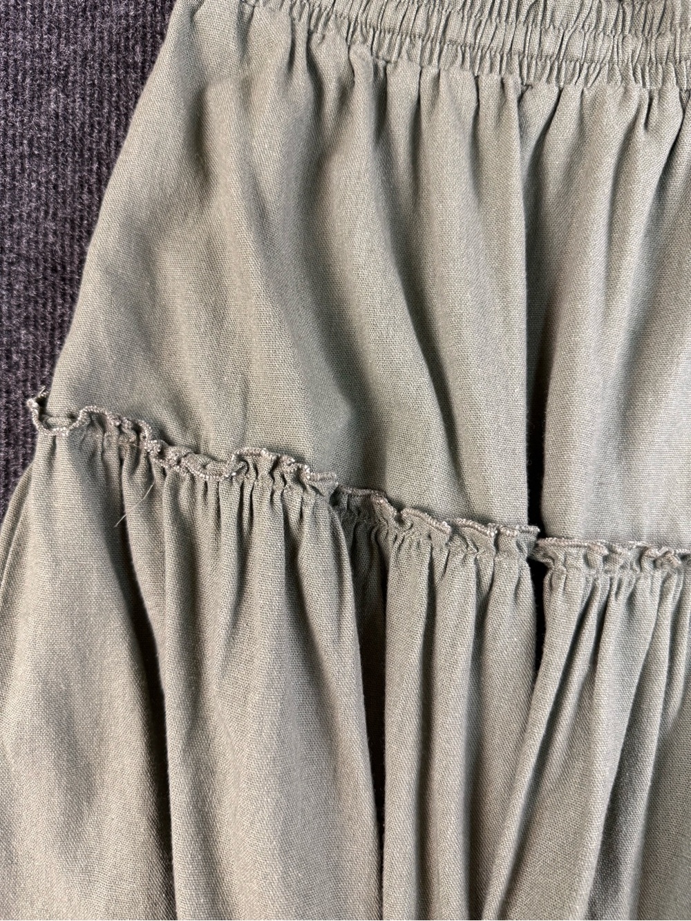 Light Sage Olive Color way Tiered Women’s Skirt with Drawstring Waist - Picture 5 of 7